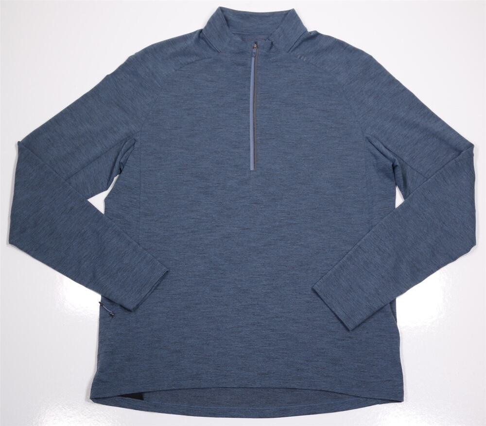 Lululemon Mens Surge Turquoise Blue Knit 1/4 Quarter Zip Pullover Large